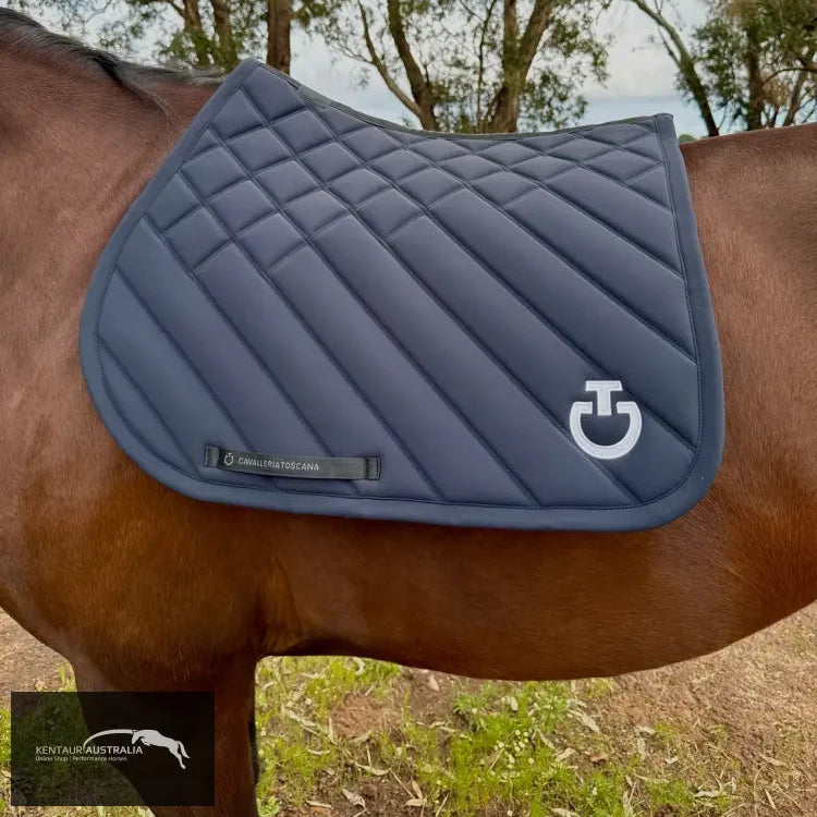 Cavalleria Toscana ’Diamonds & Lines Quilted’ Jumping Saddle Pad - Navy (7901) / Full - Saddle Pad