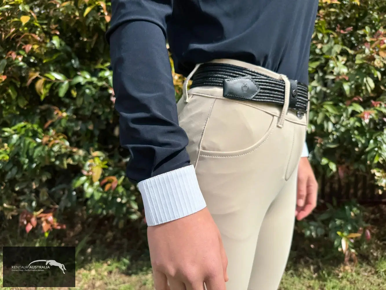Cavalleria Toscana ’Jersey w/ Cotton Pleated Bib/Cuff L/S’ Womens Competition Shirt - Navy (7901) / M - Competition