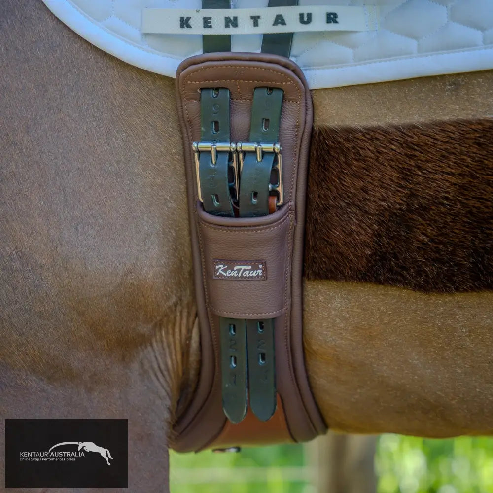 Kentaur Padova Extra Soft Dressage Girth - an anatomically shaped leather dressage girth with the softest padding, ideal for sensitive horses.