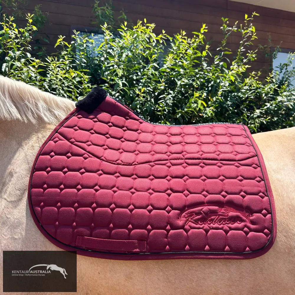 Kentaur Sheepskin Lined Saddle Pad - Burgundy / Jumping - Saddle Pad