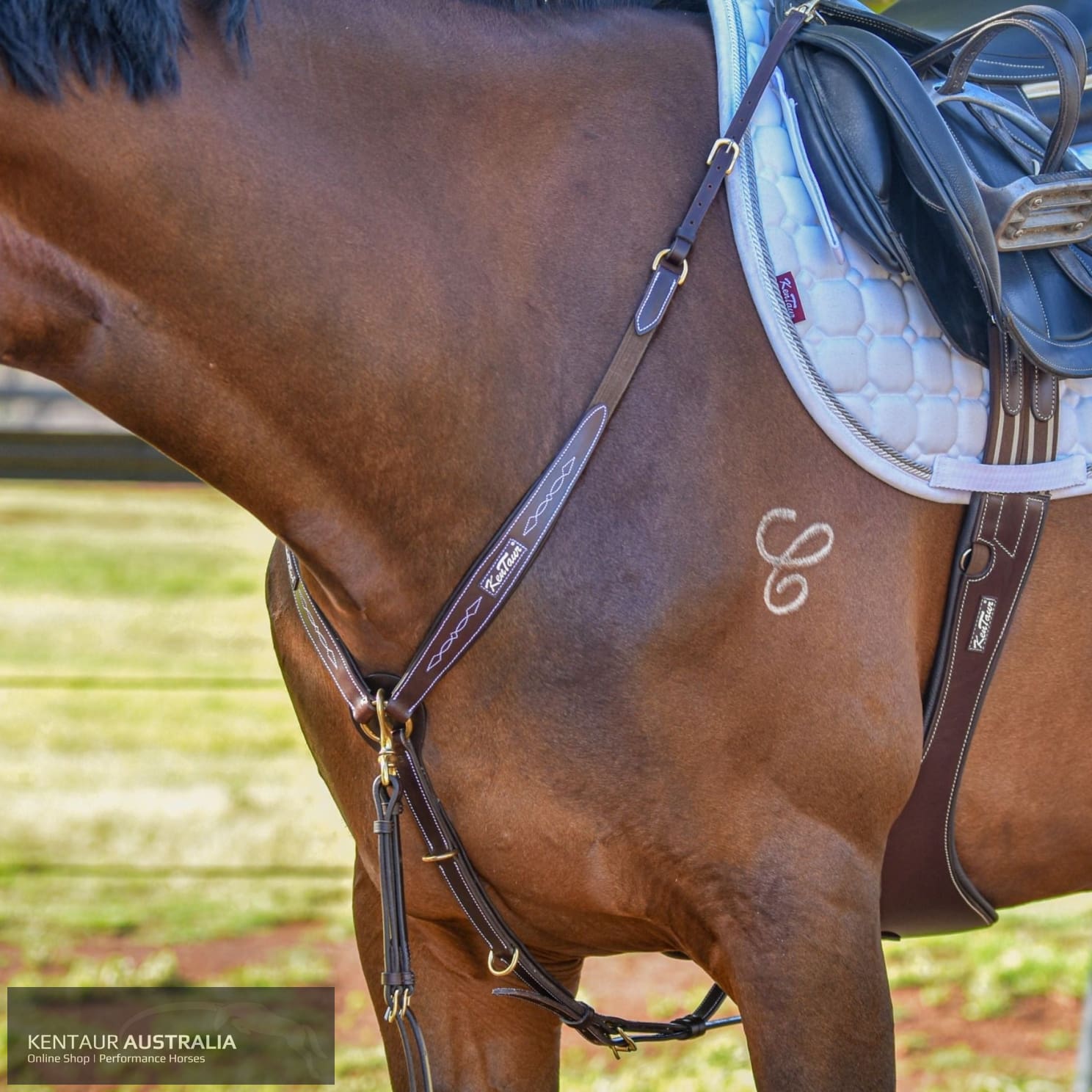 Kentaur ‘Napoli’ Breastplate Brown with white stitching / Full Breastplates