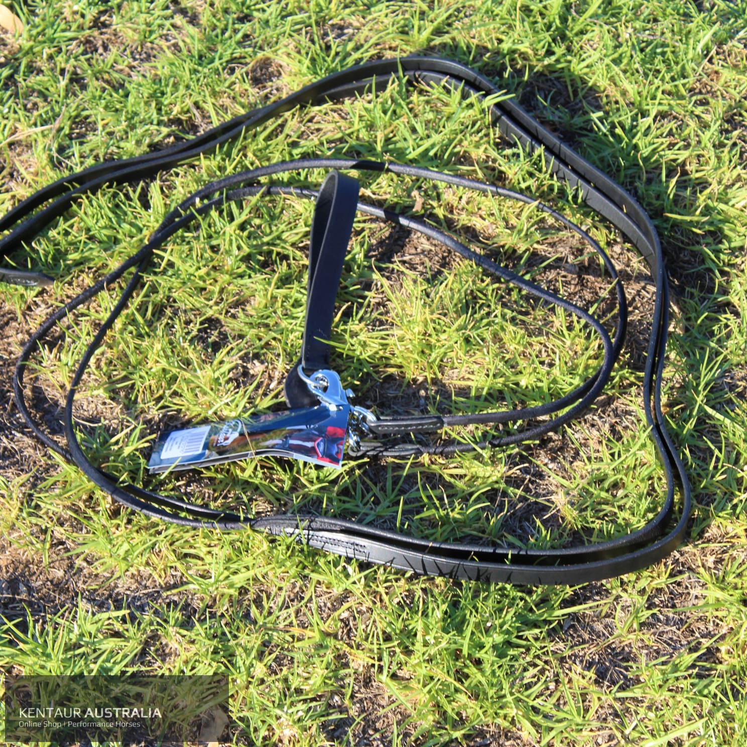 Kentaur Rolled Leather Draw Reins Black Training Aids