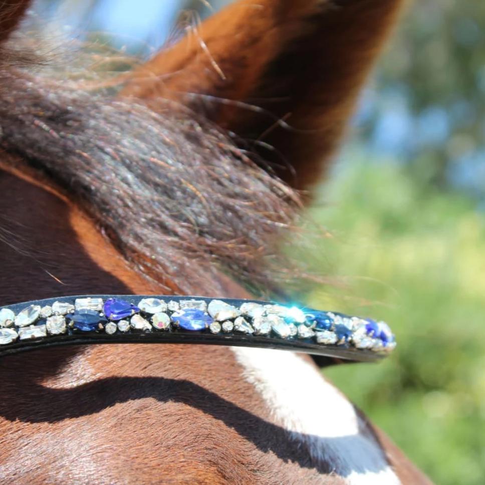 Montar Moonrock Browband Clear/Black/Blue / Black / Full Bridles