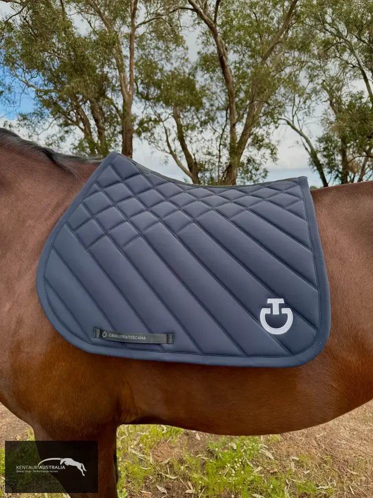 Cavalleria Toscana ’Diamonds &amp; Lines Quilted’ Jumping Saddle Pad - Navy (7901) / Full - Saddle Pad