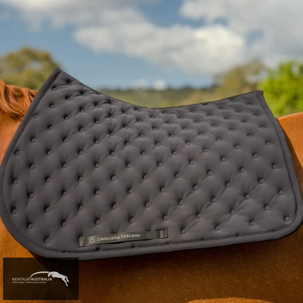 Cavalleria Toscana Embrodery Quilted Saddle Pad - Black / Full - Saddle Pad