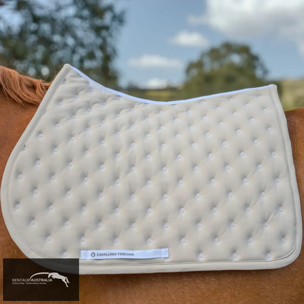 Cavalleria Toscana Embrodery Quilted Saddle Pad - Cream / Full - Saddle Pad