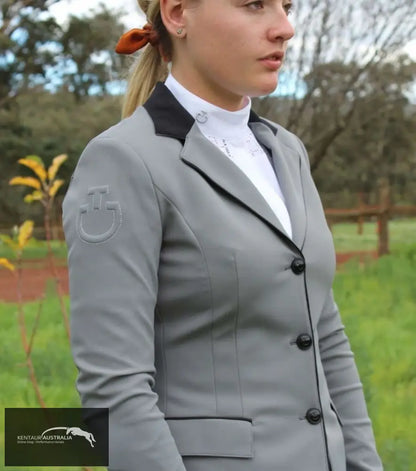 Cavalleria Toscana ‘Grand Prix’ Womens Competition Jacket Light Grey with Black collar (8300) / AU 12 Show Jackets