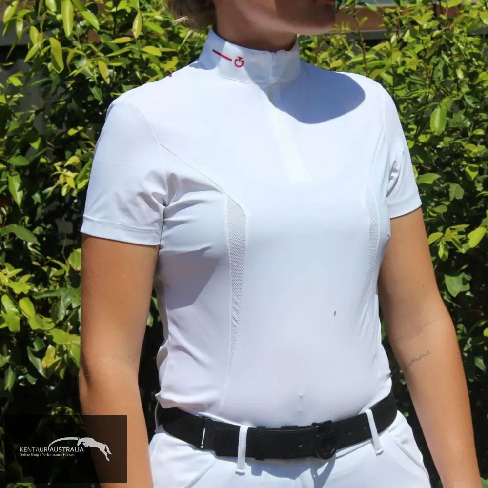 Cavalleria Toscana ’Revo 3-D Jersey Mesh S/S’ Womens Competition Shirt White (0001) / S Competition Shirt