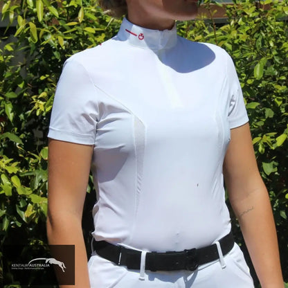 Cavalleria Toscana ’Revo 3-D Jersey Mesh S/S’ Womens Competition Shirt White (0001) / S Competition Shirt