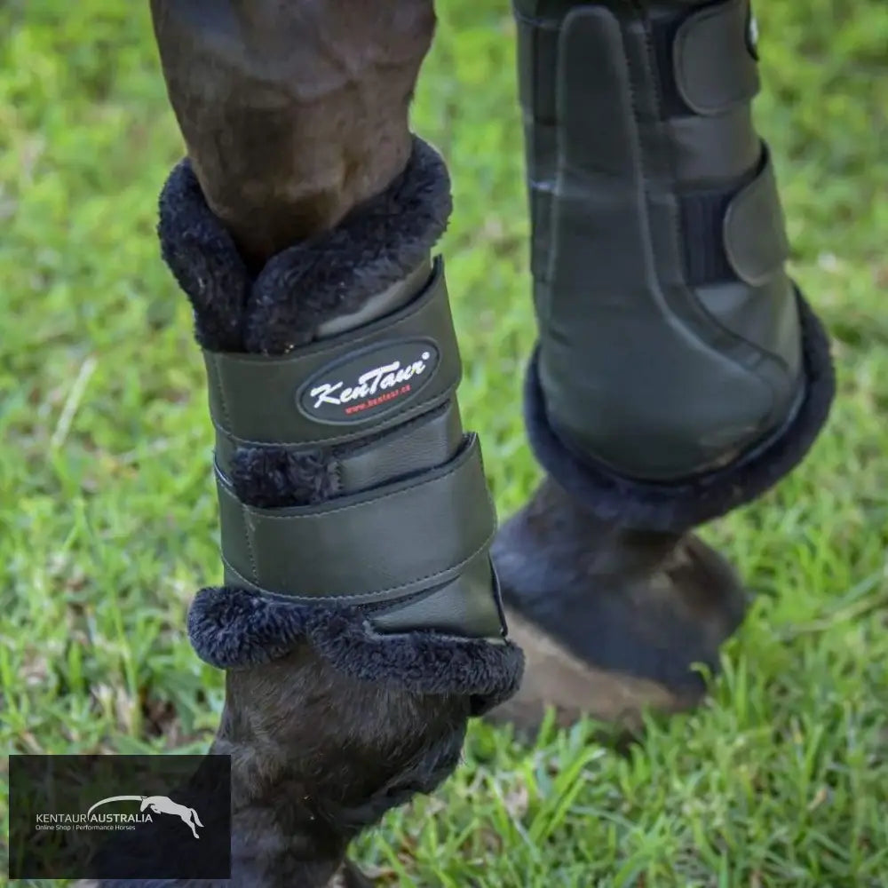 Kentaur Artificial Sheepskin Dressage Boots Black / Black / Full dressage boots