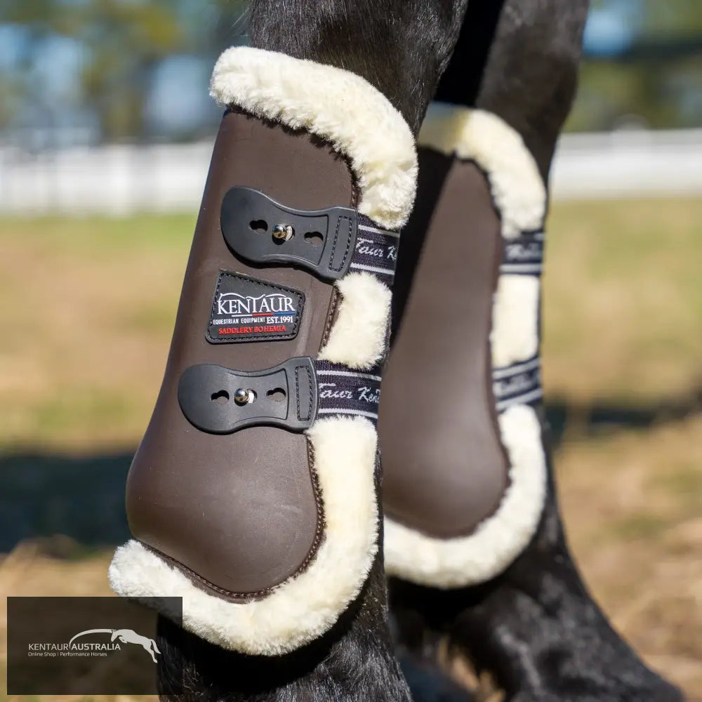 Kentaur ‘Mega Jump’ Front Boots with Artificial Sheepskin - Brown / Size 3 (WB) - Jumping Boots