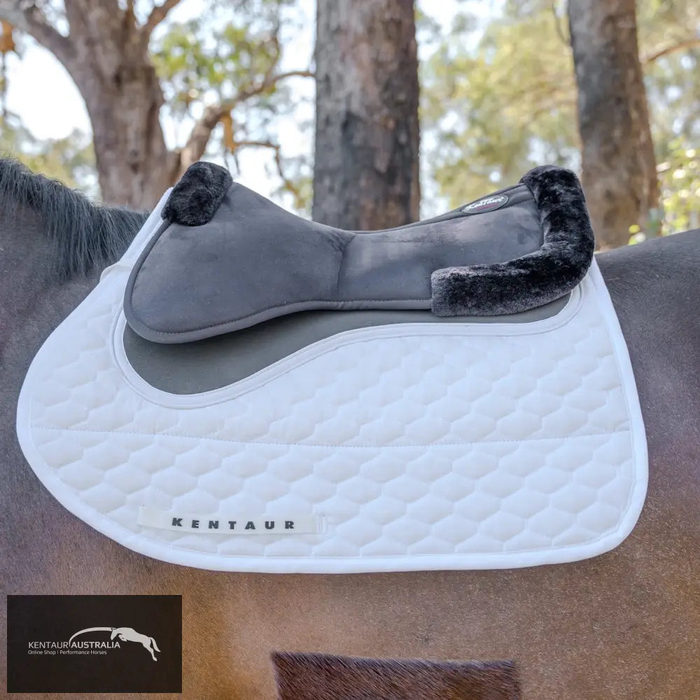 Kentaur Memory Foam Half Pad with Artificial Sheepskin - Jumping / Black - Saddle Pad