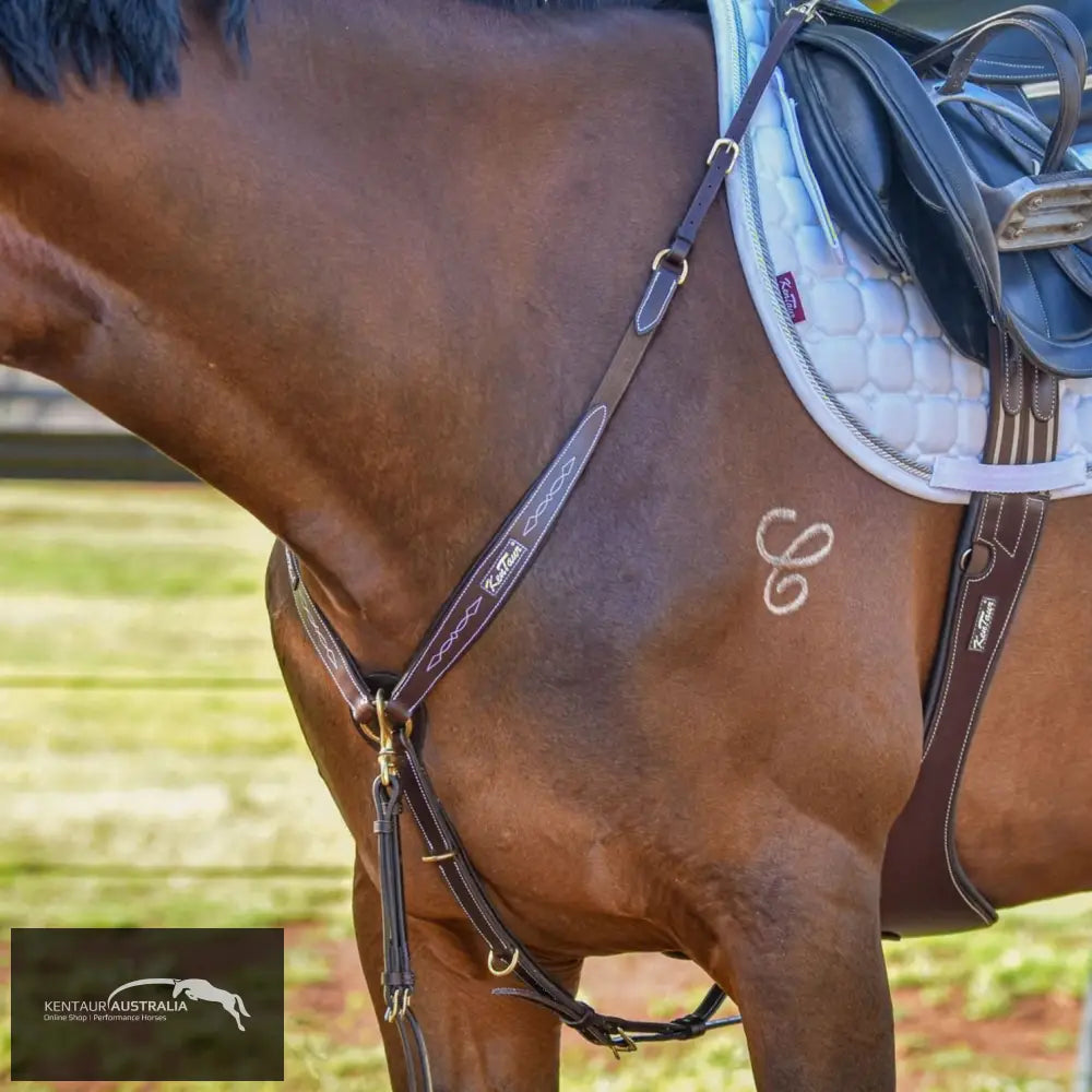 Kentaur ‘Napoli’ Breastplate Brown with white stitching / Full Breastplates