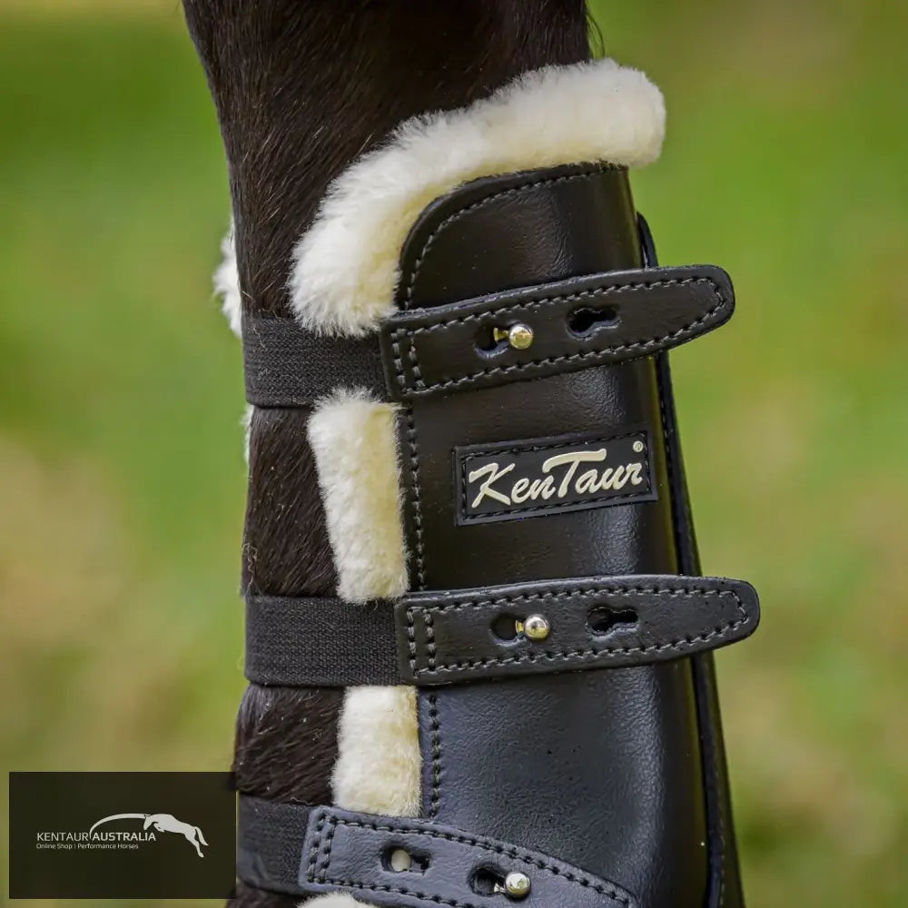 Kentaur ‘Oxford’ Front Sheepskin Show Jumping Boots Black / Pony Jumping Boots