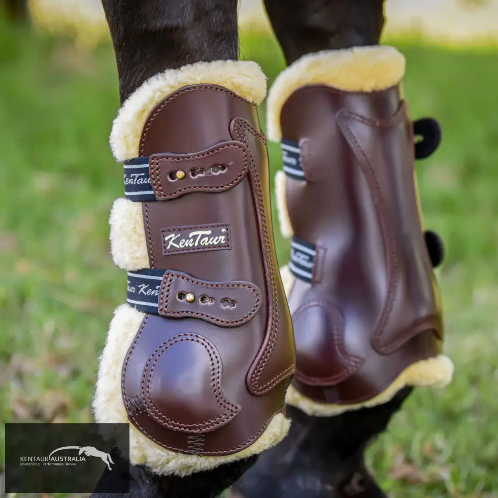 Kentaur ‘Roma’ Leather Front Boots with Sheepskin Brown / Full Jumping Boots