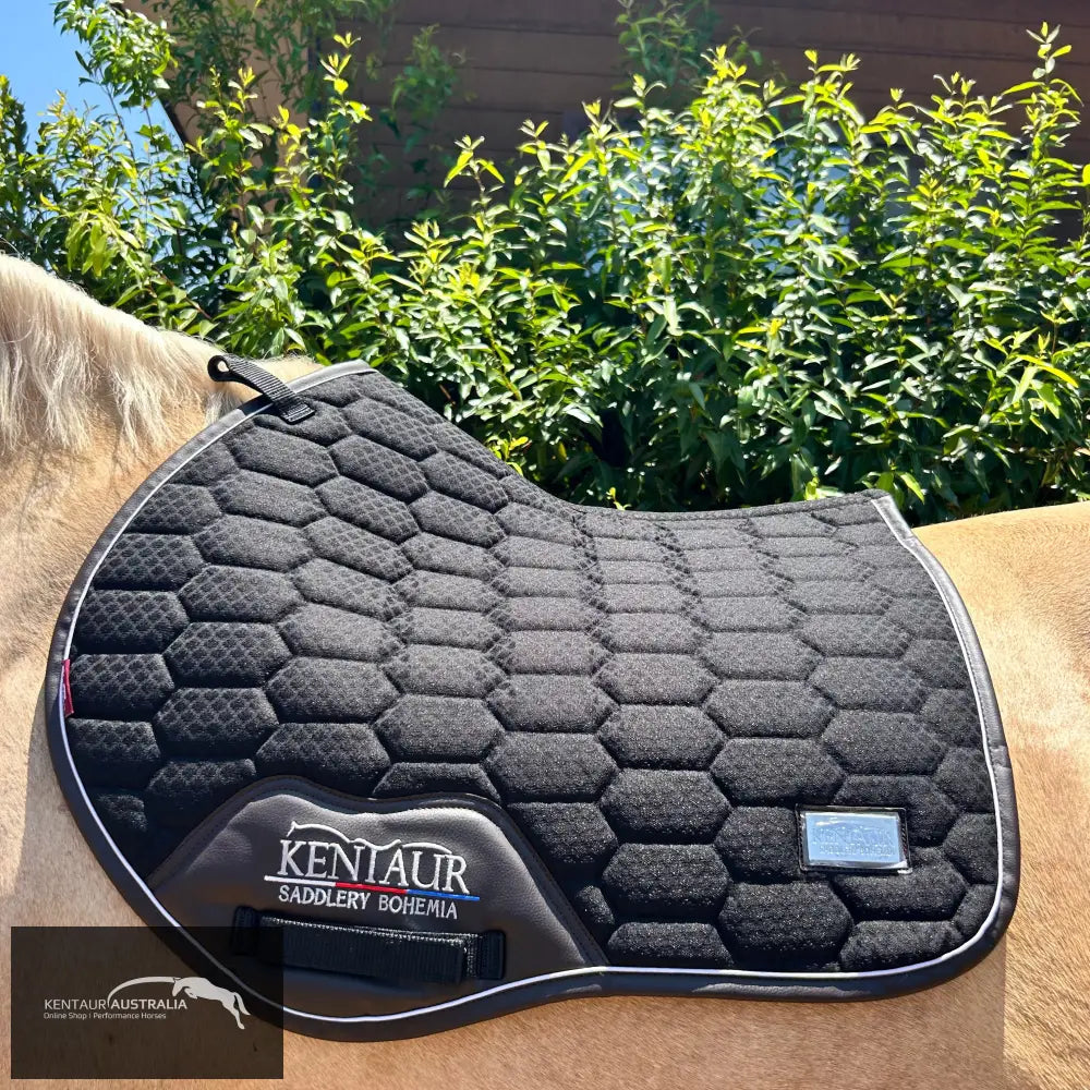 Kentaur Saddle Pad &amp; Bonnet Set - Black / Jumping - Saddle Cloth