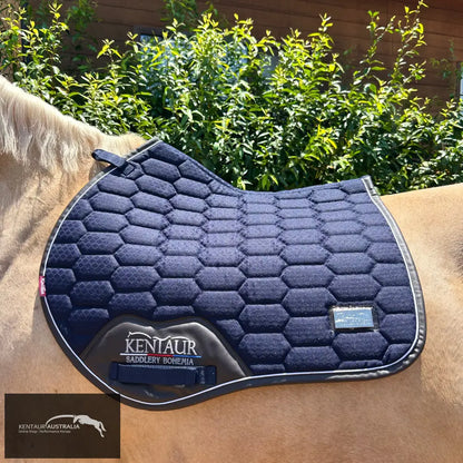 Kentaur Saddle Pad &amp; Bonnet Set - Navy / Jumping - Saddle Cloth