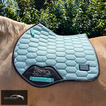 Kentaur Saddle Pad &amp; Bonnet Set - Turquoise / Jumping - Saddle Cloth