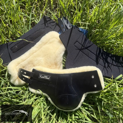NON FEI APPROVED HIND BOOTS - Oxford Sheepskin/ Black/ Cob - Jumping Boots