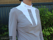 Load image into Gallery viewer, Cavalleria Toscana ’Jersey w/ Poplin Bib L/S’ Womens Competition Shirt Champagne (1A00) / XS Competition Shirt