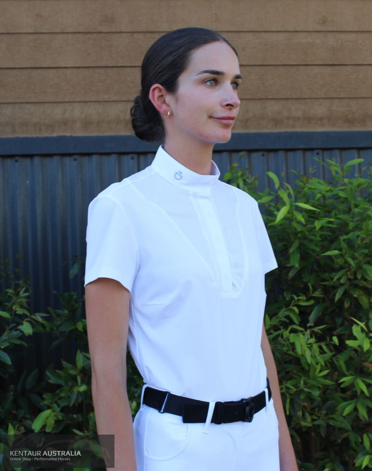 Cavalleria Toscana ’Jersey w/ Poplin Bib S/S’ Womens Competition Shirt White (0001) / S Competition Shirt