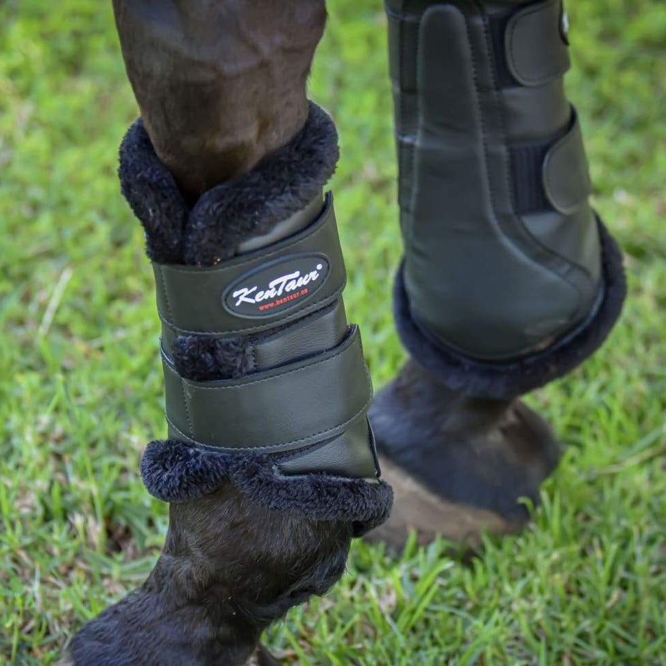 Kentaur Artificial Sheepskin Dressage Boots Black / Black / Full dressage boots