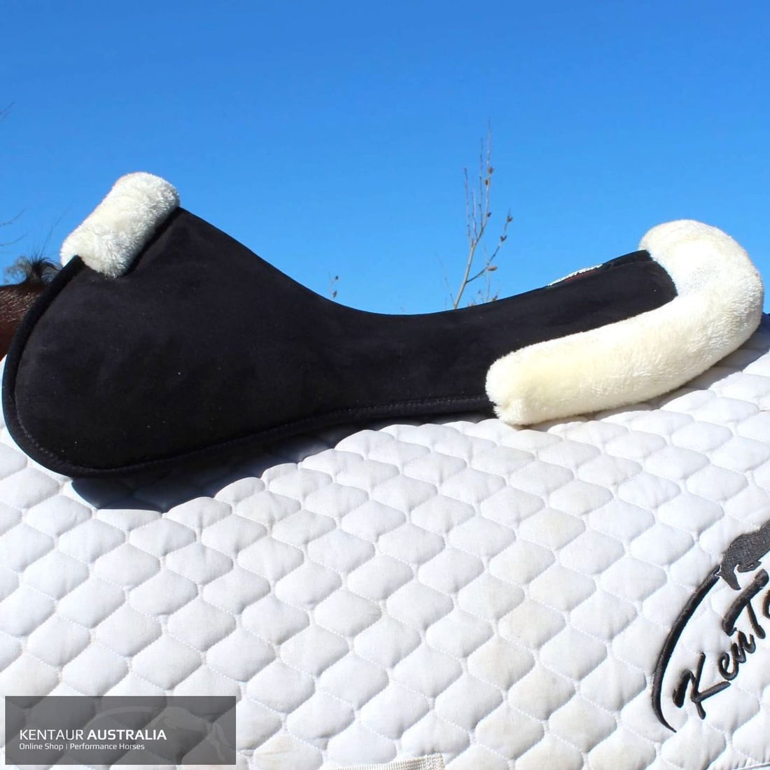 Kentaur Memory Foam Half Pad with Artificial Sheepskin Jumping / White Saddle Pad