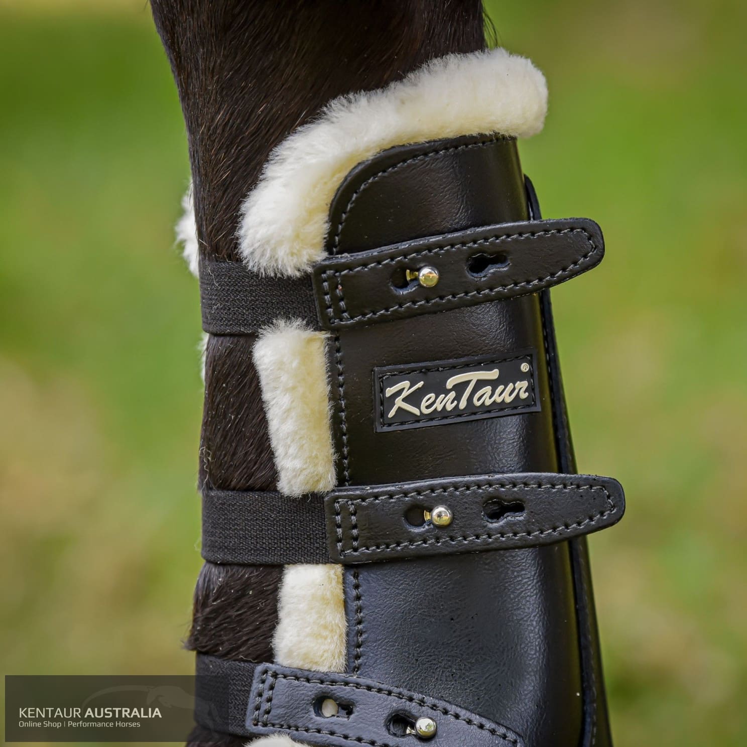 Kentaur ‘Oxford’ Front Sheepskin Show Jumping Boots Black / Pony Jumping Boots