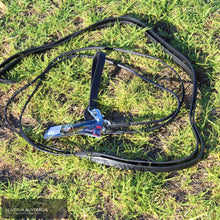 Load image into Gallery viewer, Kentaur Rolled Leather Draw Reins Black Training Aids