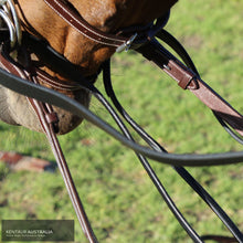 Load image into Gallery viewer, Kentaur Rolled Leather Draw Reins Brown Training Aids