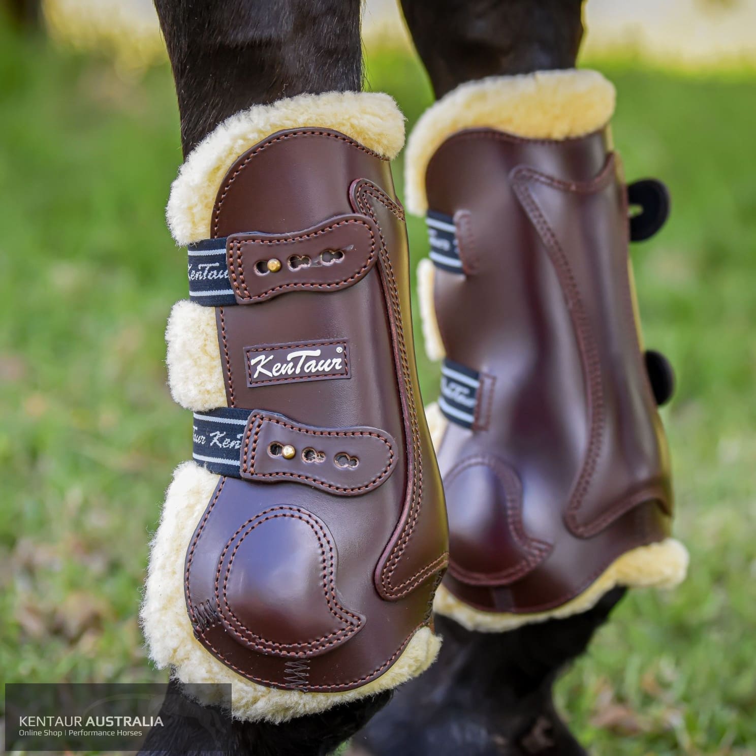 Kentaur ‘Roma’ Leather Front Boots with Sheepskin Brown / Full Jumping Boots