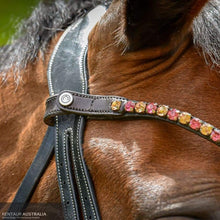 Load image into Gallery viewer, Montar ’Mighty’ Browband Peach/Brown / Full / Black Bridles