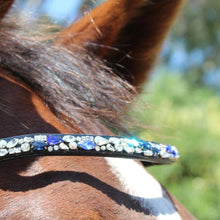 Load image into Gallery viewer, Montar Moonrock Browband Clear/Black/Blue / Black / Full Bridles