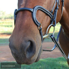 Load image into Gallery viewer, Silver Crown ’H Round’ Leather Noseband Black Bridles