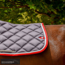 Load image into Gallery viewer, Silver Crown Saddle Pad Grey/White/Red (diamond stitching) / Full Saddle Pad