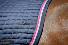 Load image into Gallery viewer, Silver Crown Saddle Pad Navy/Raspberry/White/Navy (square stitching) / Full Saddle Pad